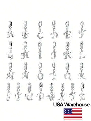 925 Sterling Silver Fashionable 26 Letters of Charm Bead for Women Fit Bracelets DIY Making Anniversary Gift Fine Ladies Jewelry