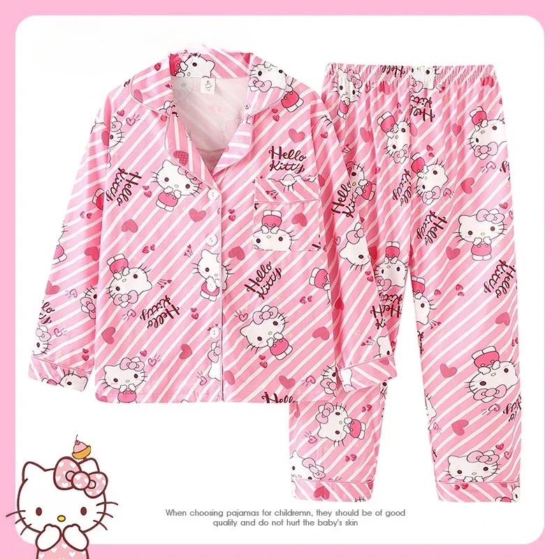 Sanrio jade cinnamon dog autumn pure cotton new children's long cartoon two-piece set women's pajamas children's loungewear set