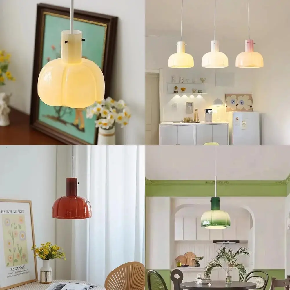 

2025Nordic Creative Colored Glass LED Pendant Lamp for Bedroom Restaurant Living Room Study Kitchen Chandelier Interior Decor Li