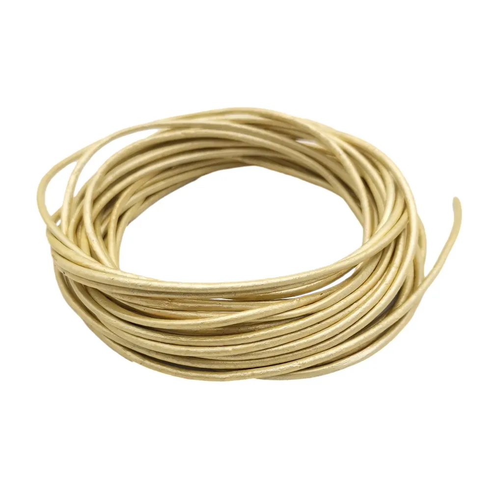 Light Gold 5 Yards 2mm Leather Strap 2.0mm Diameter Genuine Leather Cord Bracelet Necklace Making