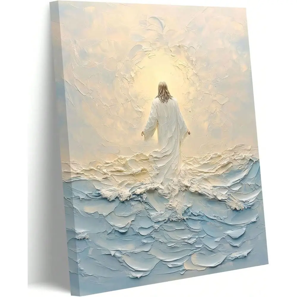 

Jesus Walking On Water Canvas Wall Art Christian God Painting Wall Decor Minimalist Faith Inspirational Divine Print Poster Pri