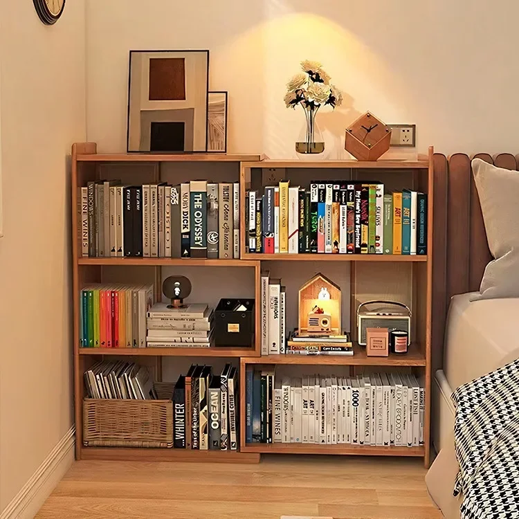 

Wooden Adjustable Bookcase Cube Storage Organizer Retractable Bookshelf Expandable Horizontal for Home Living Room