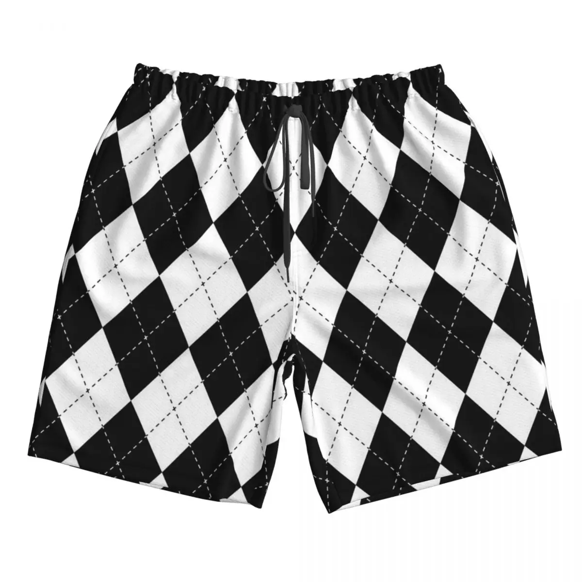 

Diamond Shaped Geometric Pattern Trunks Beach Board Shorts Casual Quick Dry Swim Summer Men Pants
