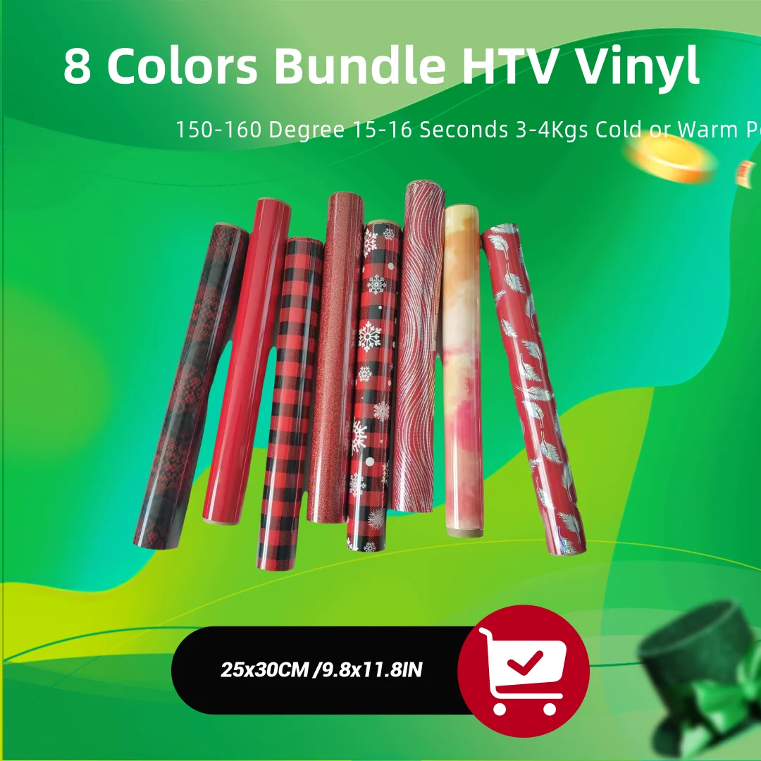 8 Colors Bundle Laser Holographic GLITTER Heat Transfer Vinyl HTV Vinyl Press Machine DIY Design For Cutter Easy To Cut & Weed