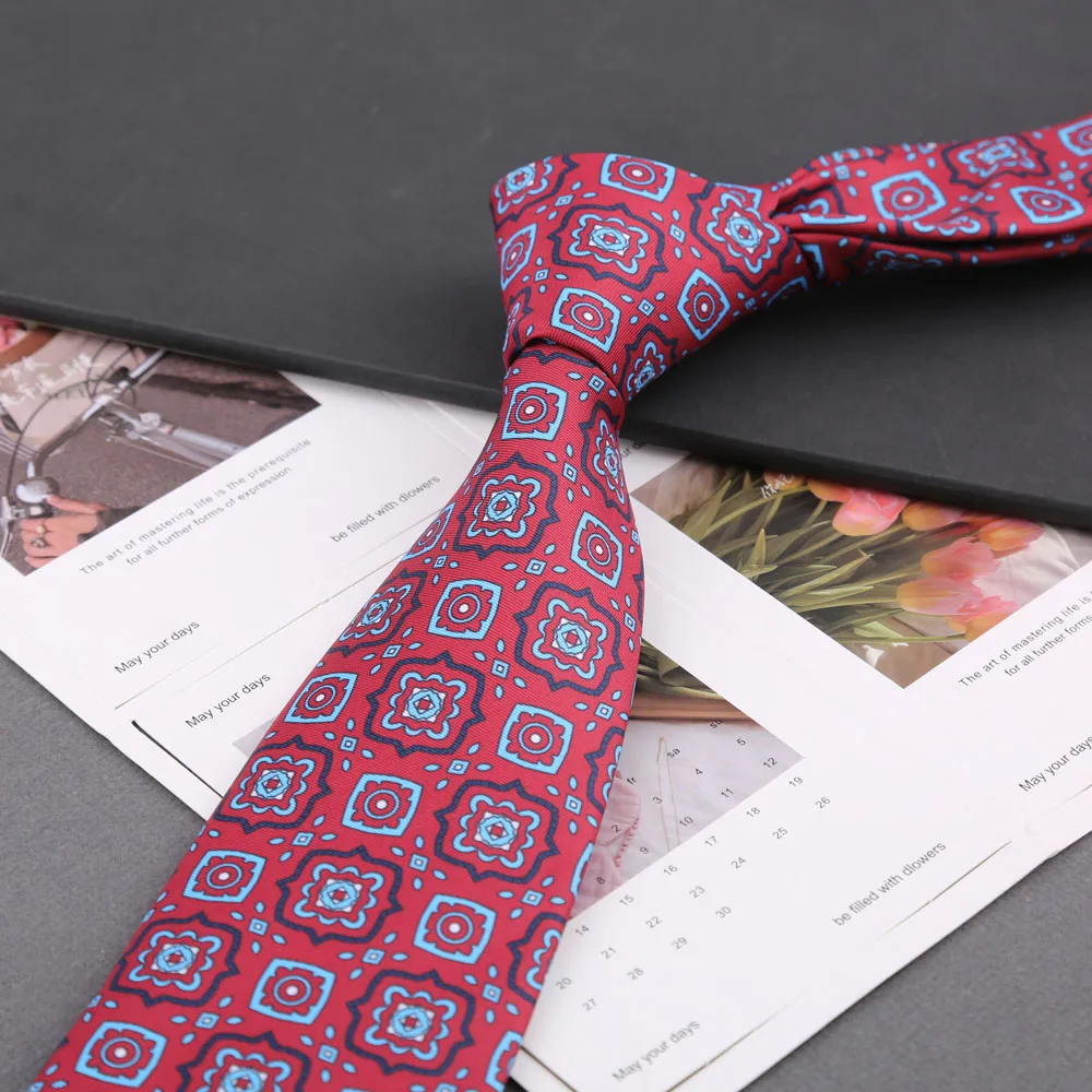 Klassische Krawatte für Herren, Seidenimitat, hochwertige Krawatten, weich, neuartig, gepunktet, mit Blumenmuster, Business- und Hochzeitsaccessoires, Geschenk – Detail 19