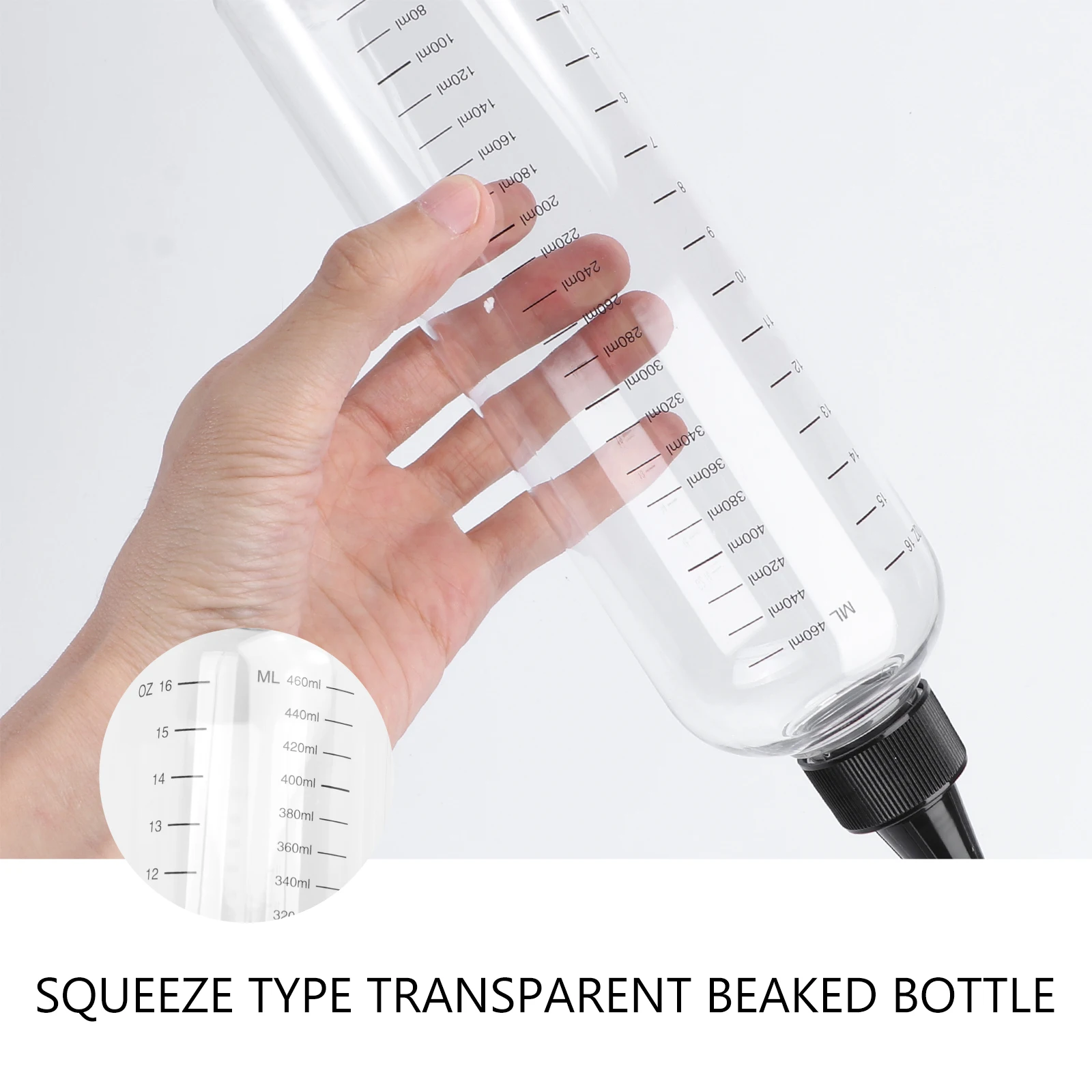 

4pcs 500Ml Squeeze Bottles Refillable Plastic Needle Nose Applicator Bottles For Hair Color Dye Perm Liquid Reusable Clear