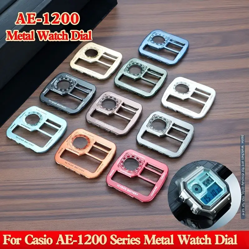 AE1200 DIY Metal Dial For Casio AE‑1200 Modified Personalized High‑Quality Stainless Steel Watch Dial ACC Black Gold Blue Orange