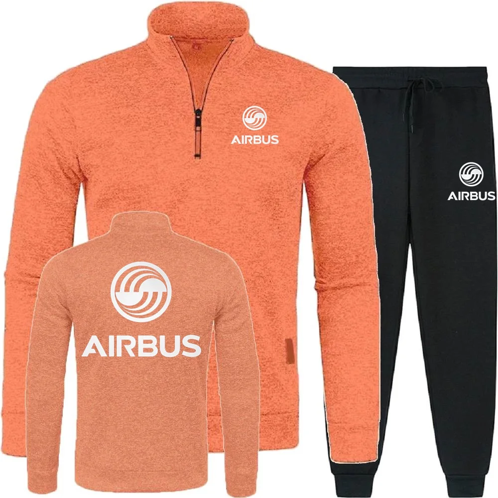 Picture 4: Men 2Pcs Sets Hoodies Pants Sweatshirts Half Zipper Soft Fleece Turtleneck Sweater AIRBUS AVIATION Flight Airbusfan A320