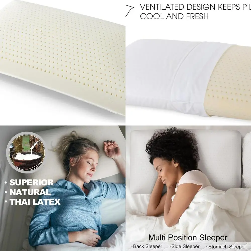 

Подушка из натурального латекса Talalay — превосходная поддержка для сна со съемным хлопковым чехлом, снимающая давление, дышащая, долговечная, идеальна для...