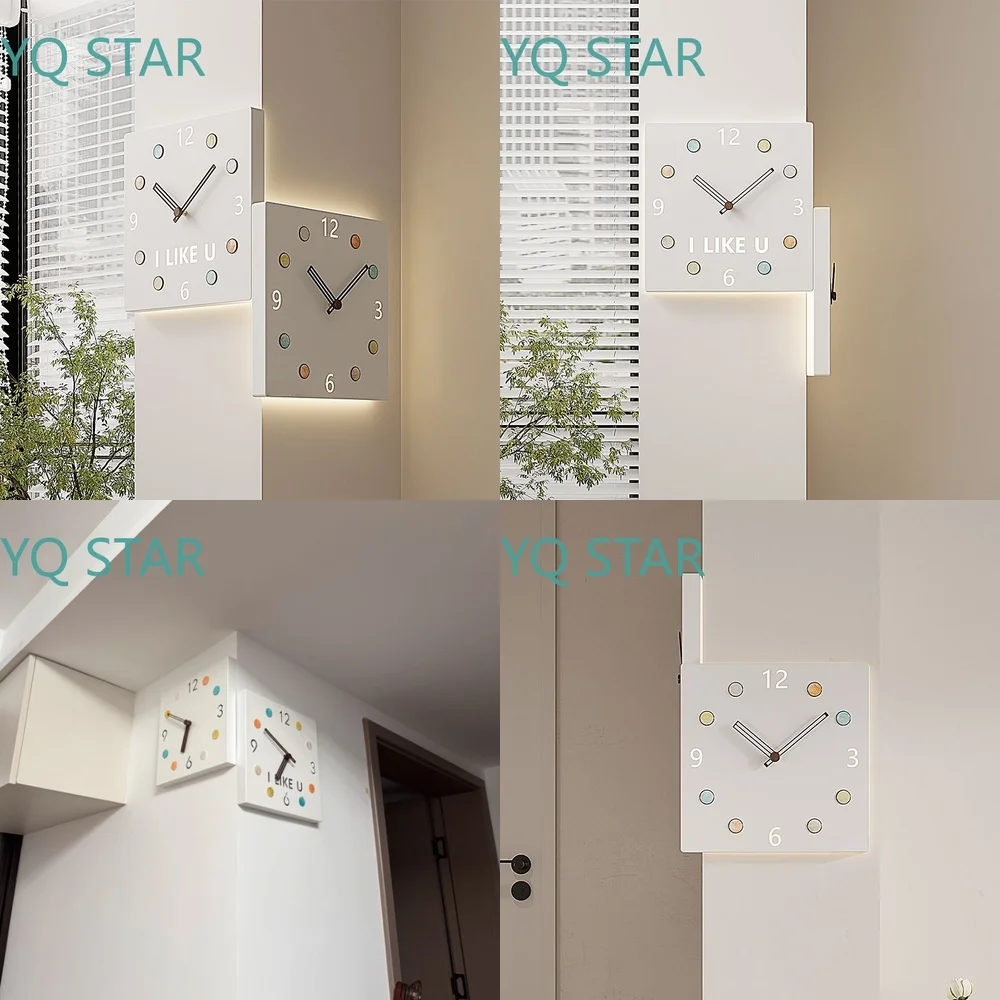 Minimalist Double Sided Wall Clock for Nordic Home Decor Silent Quartz Movement for Living Room Bedroom Office Wall Art