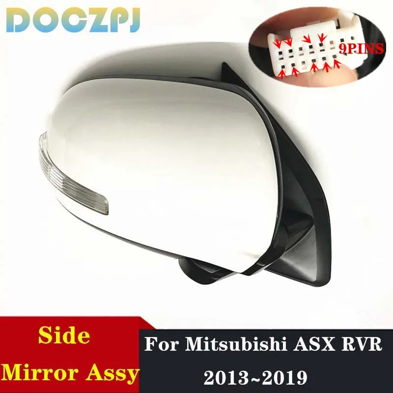 Car Door Outer Rearview Side Mirror Assy For Mitsubishi ASX RVR 2013-2019  9PINS With Auto Folding Turn Sight Light