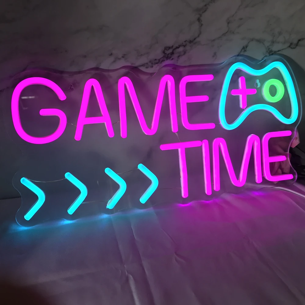 

Gamer Neon Sign, GAME TIME LED Neon Sign Wall Decor Bedroom Game Neon Sign for Boys Room Decor, Cool Gamer Gift for Teens