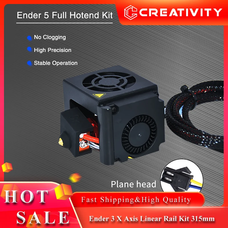 

Creativity 3D Printer Assembled Ender 5 Full Hotend Kit 1.75mm Extruder 0.4mm Nozzle Diameter Aluminum Heat Block with Cable