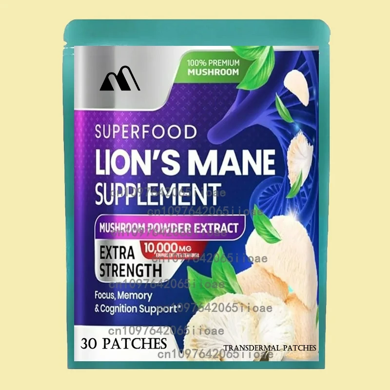 30 Patches Lions Mane Mushroom Transdermal Patches Promotes Mental Clarity, Focus, and Memory Immune Health Support