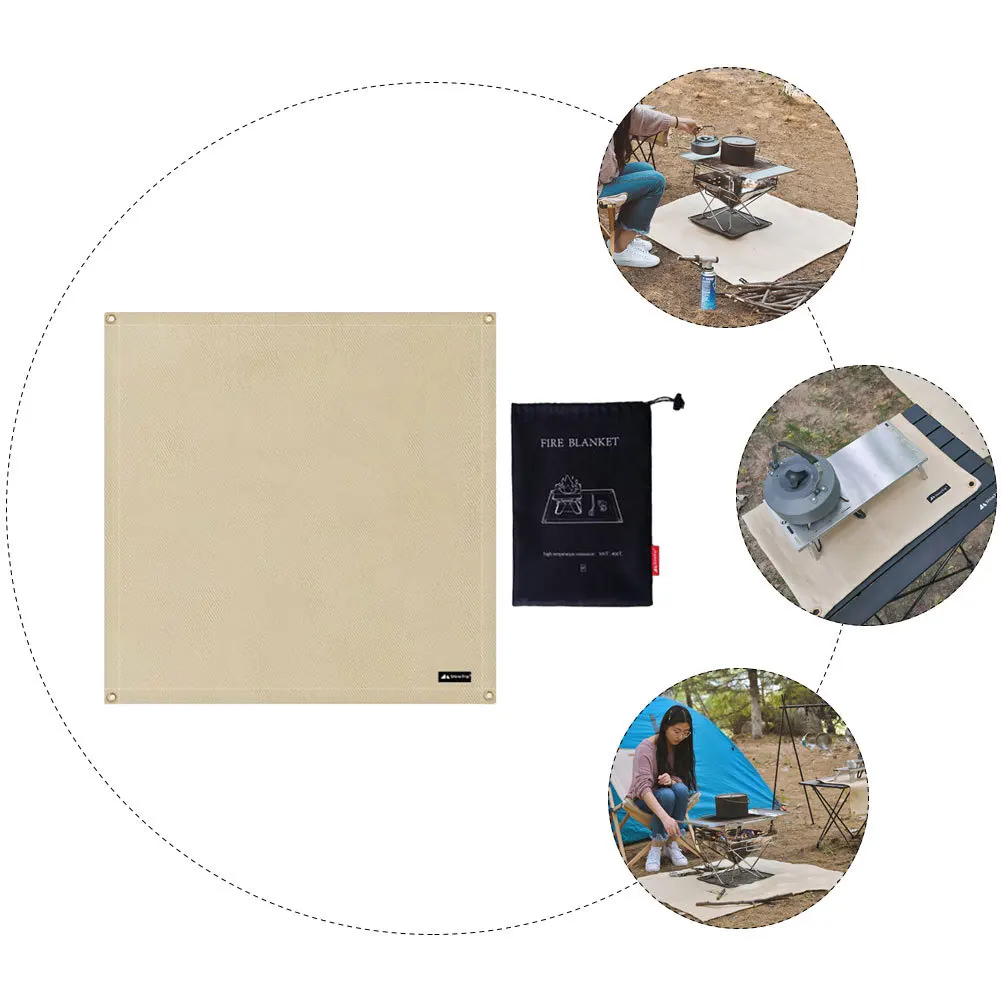 التخييم واقية حصيرة بطانية مقاومة للحريق لهب القماش في الهواء الطلق الشواء استخدام الألياف الزجاجية موقد حصيرة التخييم وسادة واقية #5