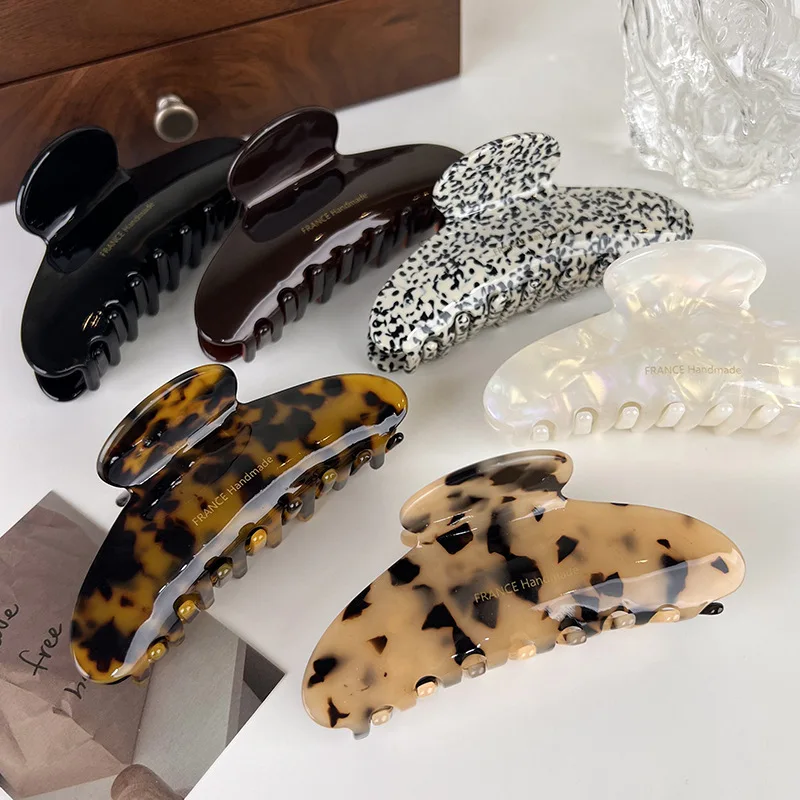 UXSL Retro High Quality Acetate Hair Claw Large Barrettes For Women Elegant Hairpin Shark Clip Lady Leopard Hair Clips Headdress