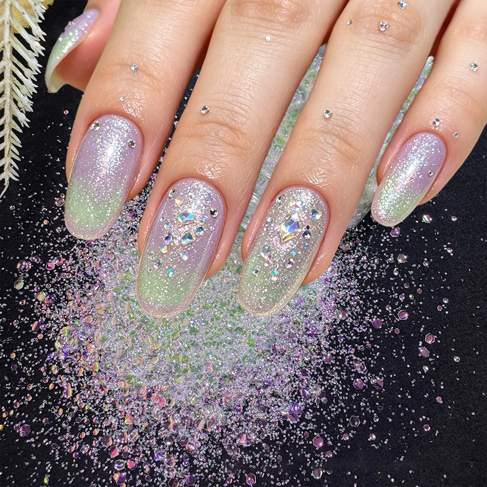 1Box Shimmering Bubble Broken Bead Nail Sequins 3D Hexagon Chunky Flakes Nail Art Jewelry Paillette DIY Shiny Manicure Decoratio