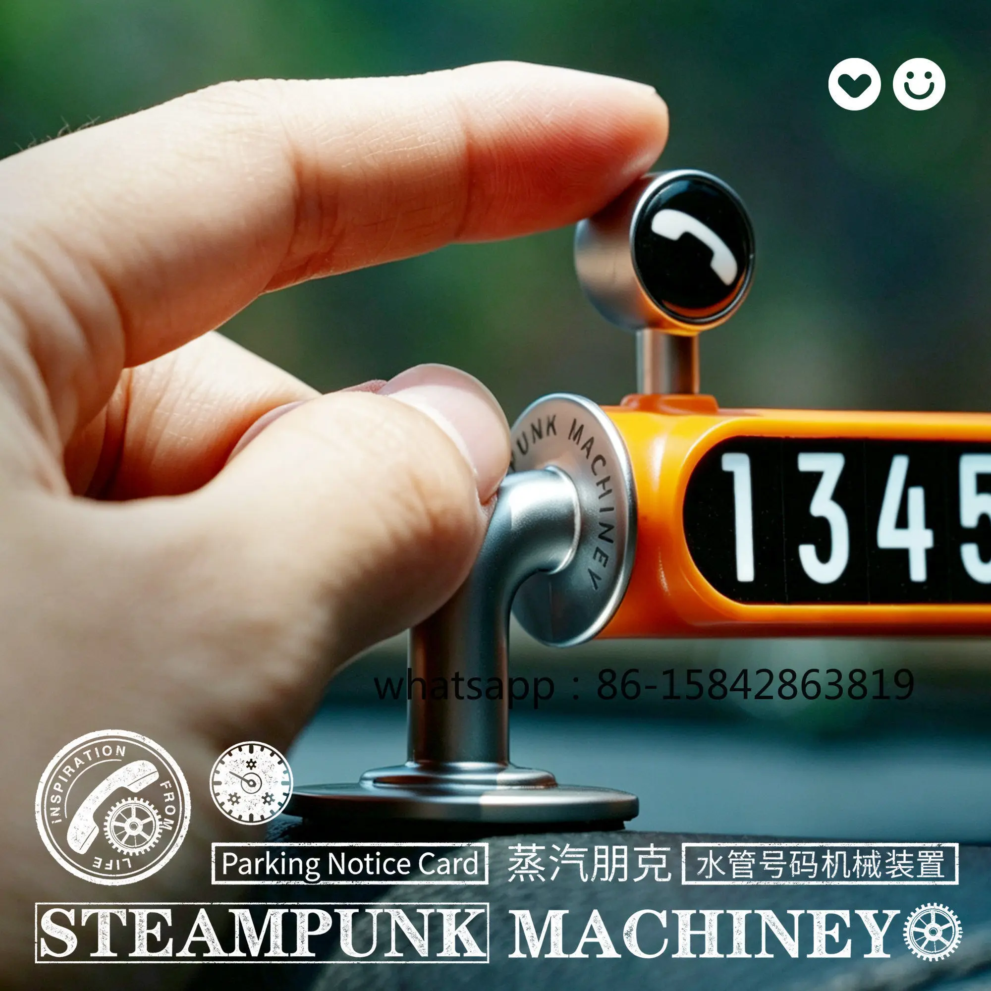 Steampunk, Mechanical, Parking and Moving Number Plates, Temporary Car Moving Number Plates