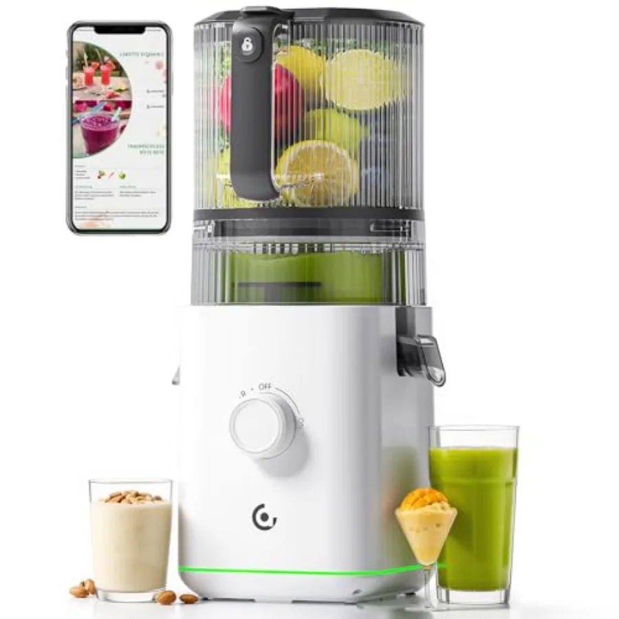 

Cold Press Juicer for home use stainless steel body black color 3-in-1 self-feeding with 6.5 feed chute 100oz hopper slow masti