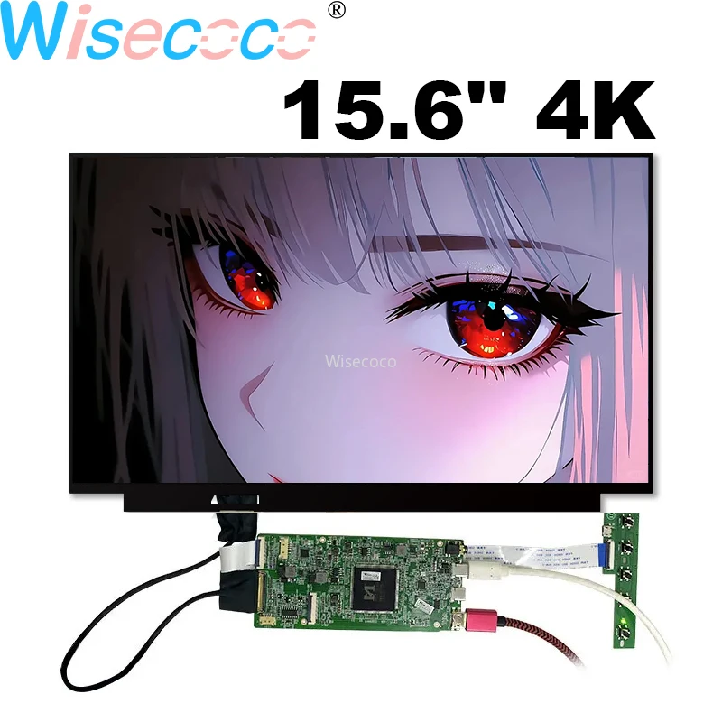 Wisecoco 15.6'' 4k LCD Display 3840X2160 IPS UHD Screen with USB-C Driver Board for Raspberry Pi 3 Gaming XBox PS4 PC Monitor
