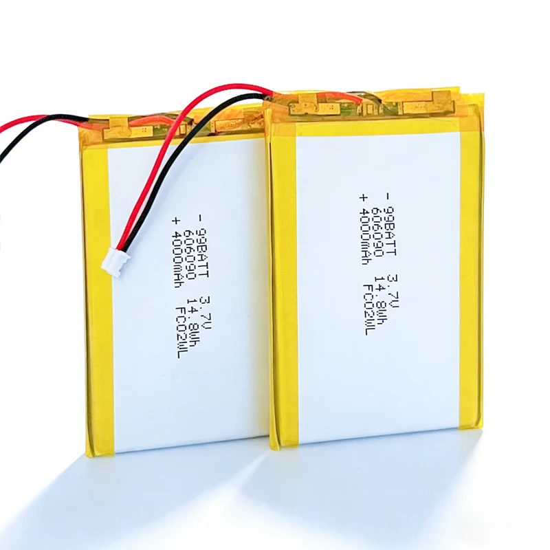 606090 4000mAh 3.7V Li-Polymer Lithium Battery JST-PH 2.0mm 2Pin Connector for Power Bank Bluetooth Speaker GPS Electric Toys