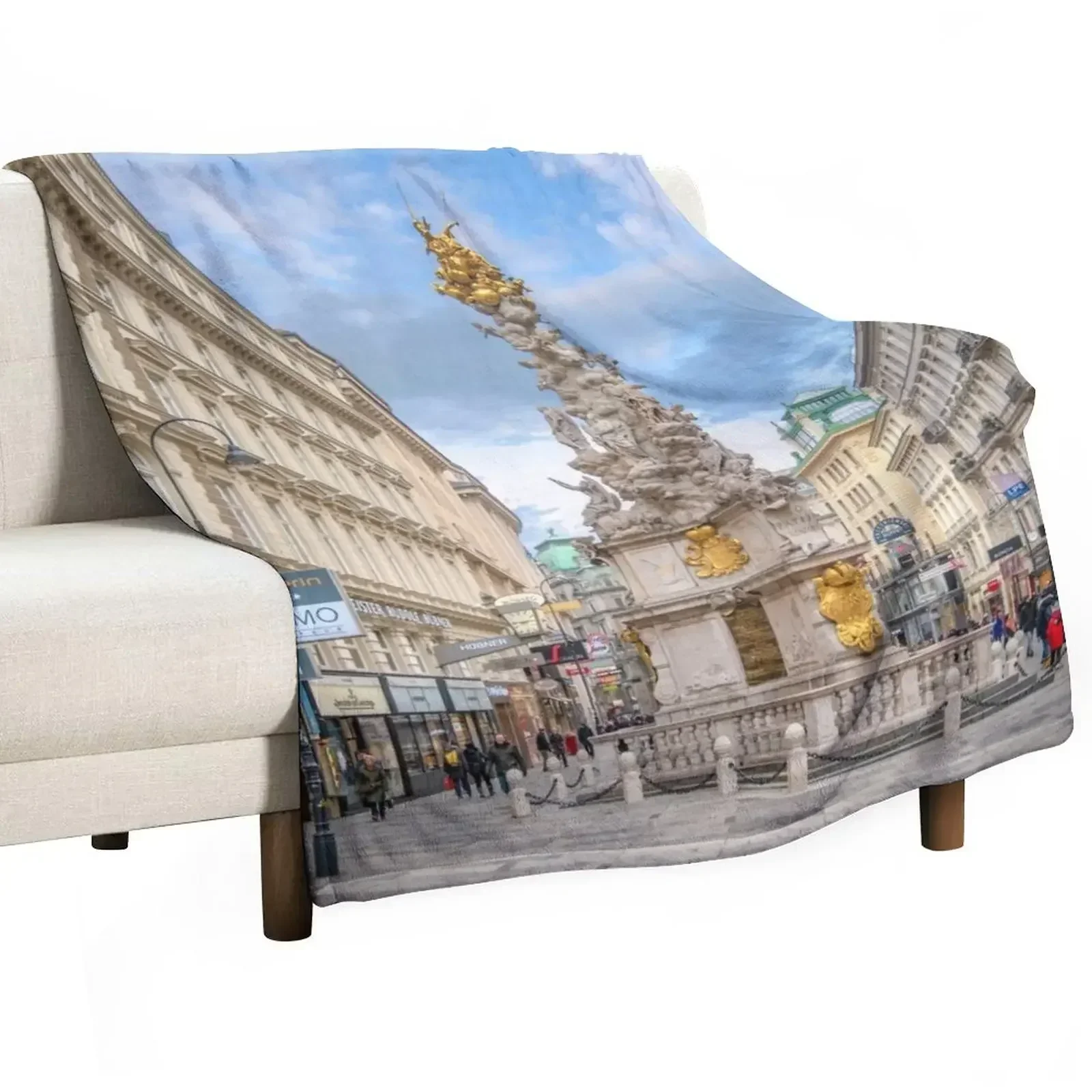 Plague Column or the Holy Trinity Column in Vienna, Austria Throw Blanket Cute Plaid Single Extra Large Throw Cute Blankets