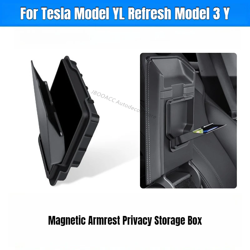 

Magnetic Armrest Privacy Storage Box for Tesla Model YL Refresh Model 3 Y Armrest Inside Hidden Compartment Organizer Box Case