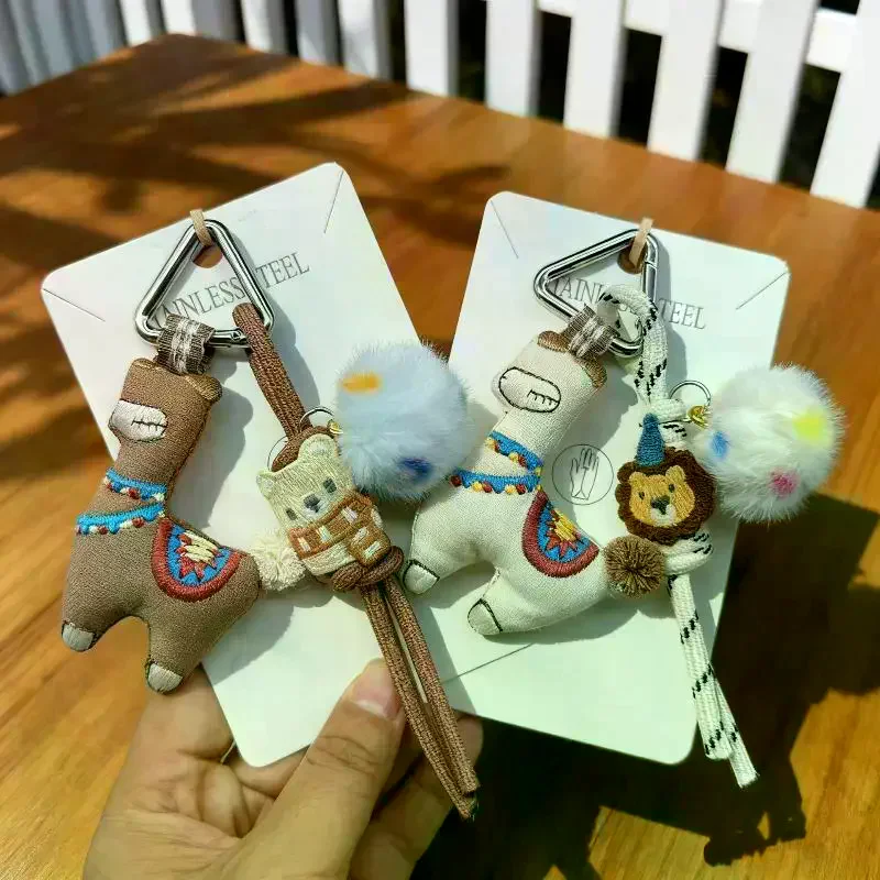 1 stks schattige pony alpaca pop sleutelhanger tas hanger dier pop sleutelhanger voor autosleutels accessoires creatieve geschenken