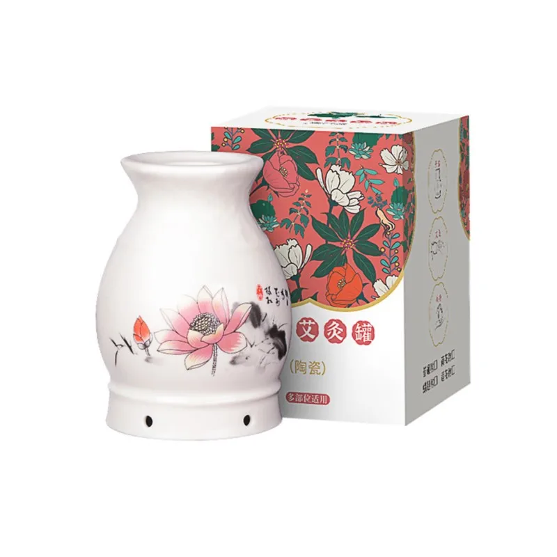 Lotus Moxibustion Cup Heating Therapy Chinese Acupuncture Points Guasha Treatment Massage Moxa Box Burner Sticks