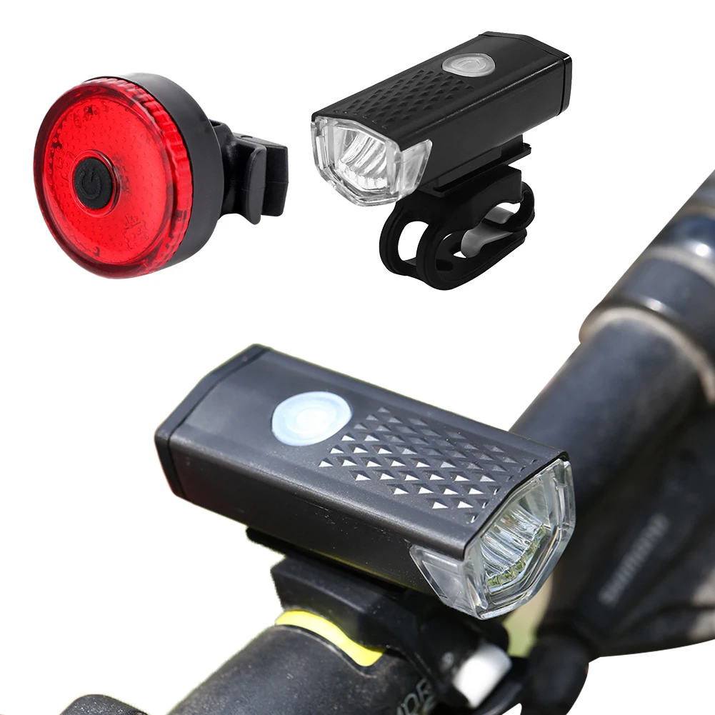 

4Pcs LED Bicycle Front Light with 4Pcs Bicycle Rear Night Light USB Rechargeable IPX4 Waterproof Outdoor Bike Headlight