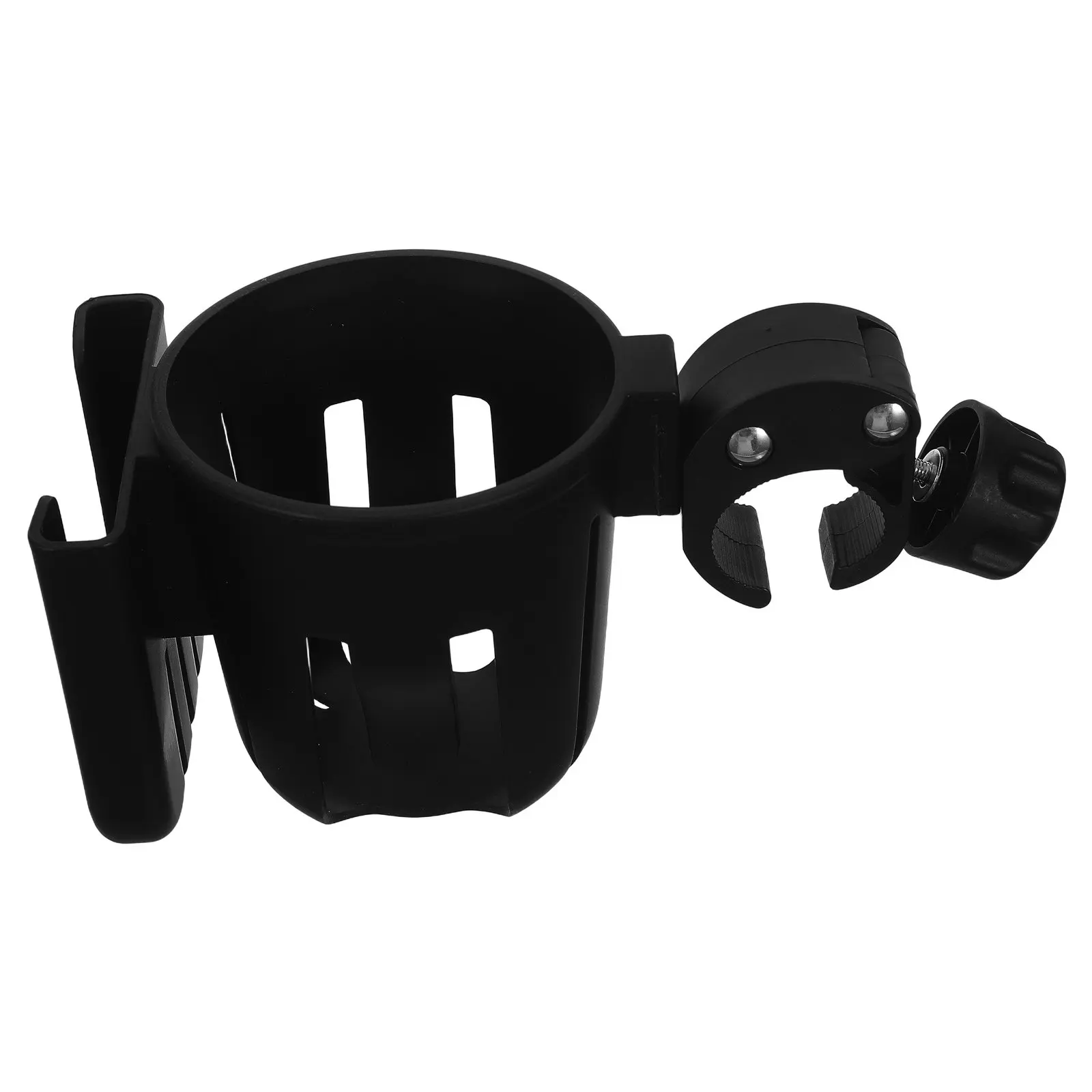 Universal Stroller Cup Holder with Phone Mount Rotatable Dual Slot Spillproof 2-in- Holder for Pushchair Buggy