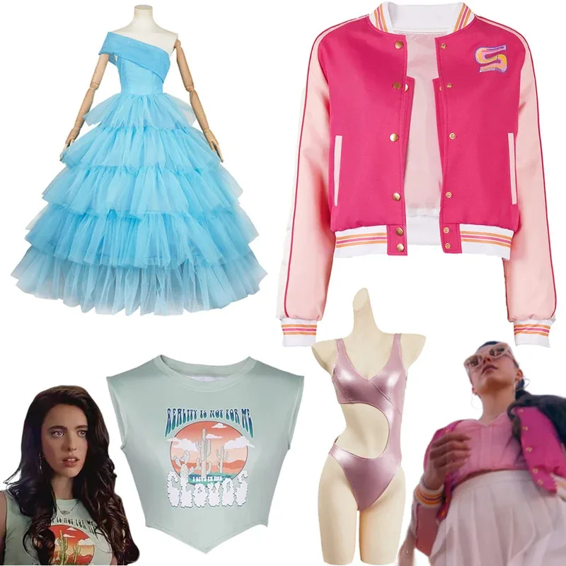 

Sue Cospaly Movie Substance Pink Coat Jacket Costume Women Men Baseball Uniform Fantasy Clothing Halloween Carnival Party Suit