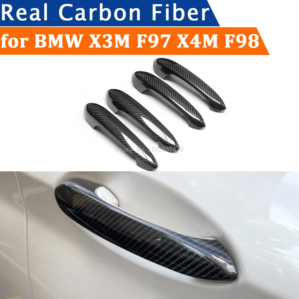 For BMW X3M F97 X4M F98 2019-2023 Accessories Real Carbon Fiber Door Handle Cover Frame Sticker Exterior Trim Bodykit