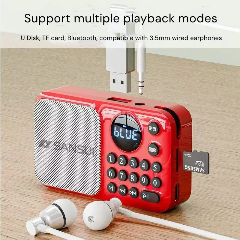 SANSUI U1 FM Portable Radio Pocket Radio Rechargeable with Best