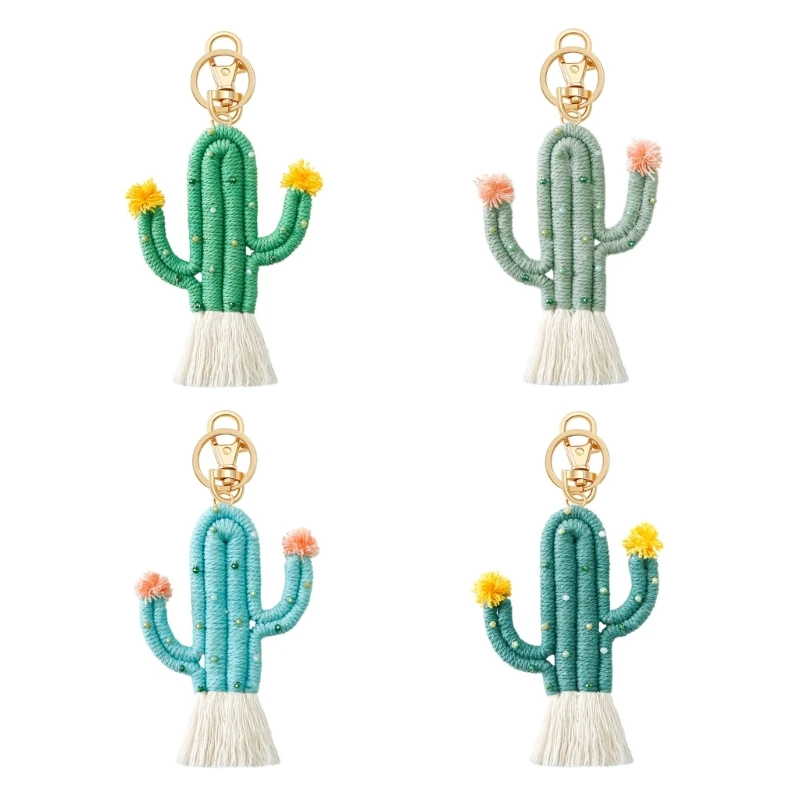 652F Cactus Keychain Wall Hanging Ornament Home Decoration Accessories Tassel Bag Pendant for Women Bedroom Kid Rooms