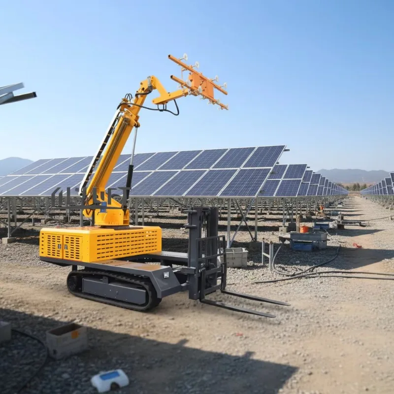 Customized Hydraulic Tracked Photovoltaic Module Installation Vehicle For Large Scale Solar Power Plant