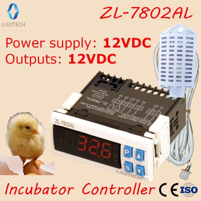 ZL-7802AL,12VDC for ALL, Temperature Humidity for Incubator, Multifunctional Automatic, Incubator Controller, Lilytech, ZL-7802A