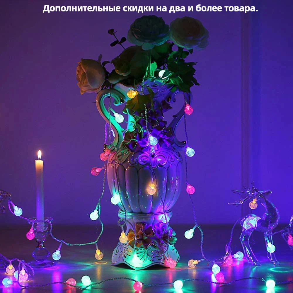 Aifeng Led String Lights Fairy Bubble Bal Lamp Vakantie Verlichting Guirlande Batterij Usb Indoor Voor Kerst Bruiloft Decoratie