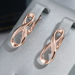Wbmqda Simple Glossy Geometric Drop Earrings For Women 585 Rose Gold Color Jewelry Party Daily Fashion Accessories