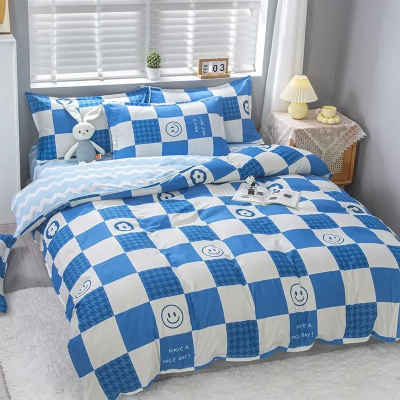 Rushed 1PC Nordic Simple Duvet Cover/ Quilt Cover Bed Set with Bed Sheet and Pillowcases - Queen, Double Sizes