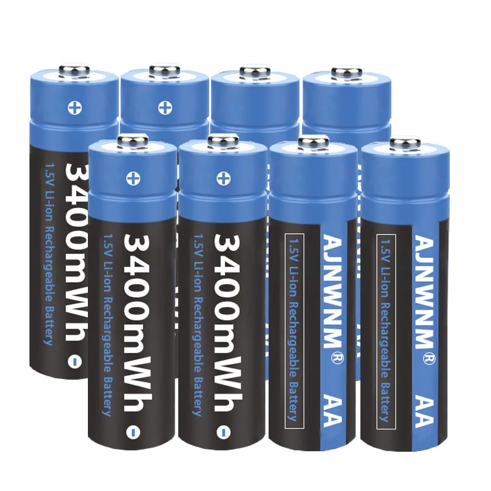 AJNWNM 100% Original 1.5v AA Rechargeable Battery 3400mWh Li-ion Battery AA 1.5V Rechargeable battery AA