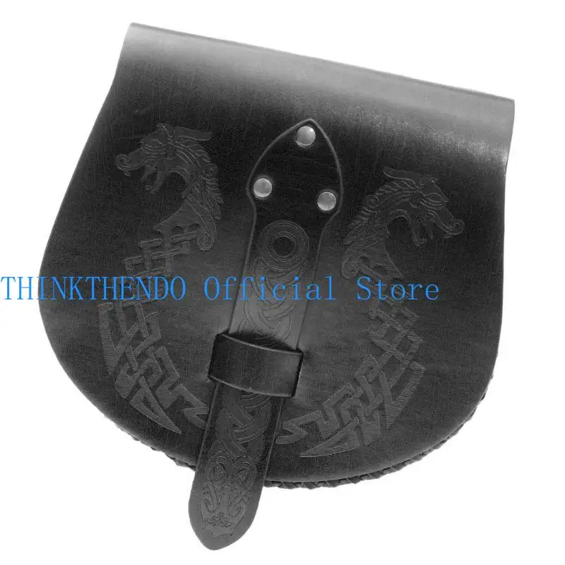 

652F Medieval Waist Pack Retro Belt Waist Bag LARP Renaissances Costume Accessories for Women Men Leather Fanny Pack