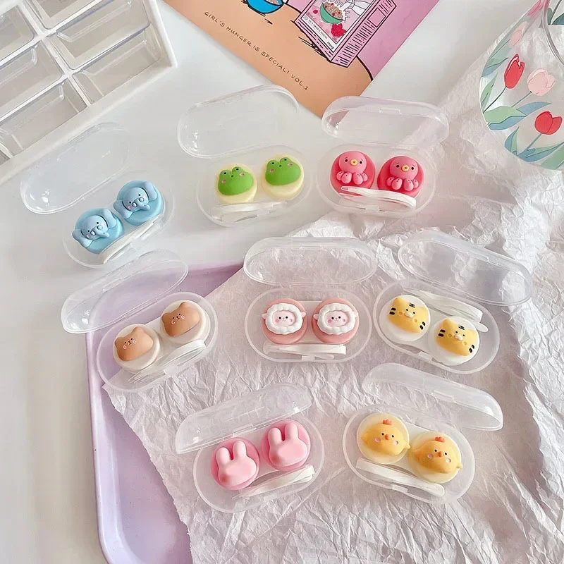 נשים חמוד איש קשר עם מחזיק מכסה מיכל נסיעות ערכה קטנה עדשות פינצטה פינצטה מתנה צפרדע חיה אהבה במקרה עדשה