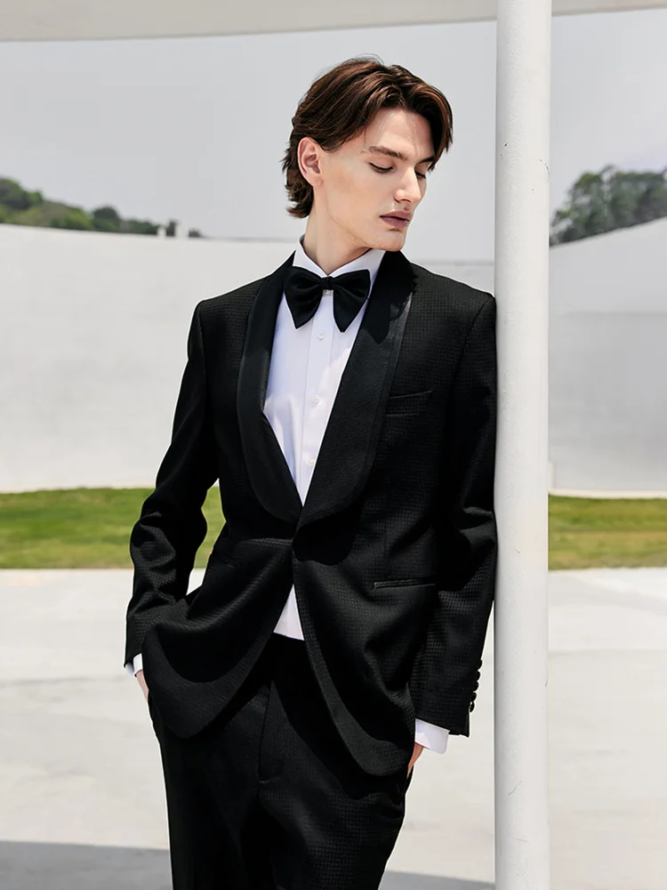 

Wedding Suit For Men 2022 Slim Fit Black Blazer + Pant Party Prom Groom Wear Normal Businessman Clothing Single Breasted Plus 60