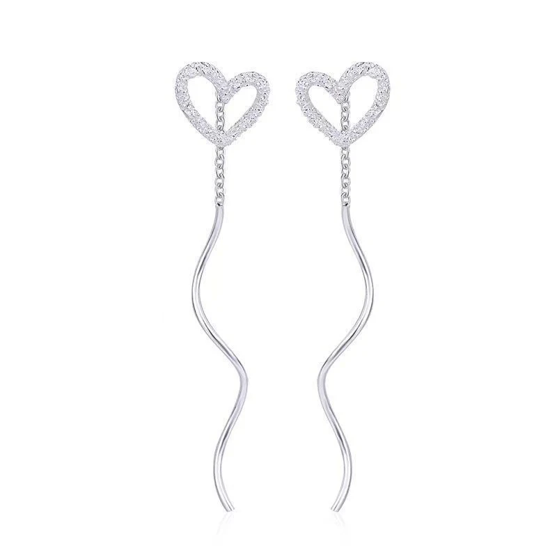 GANPUP Exquisite Herz-Strass-Fransen-Ohrringe für Damen, Modischer Schmuck, Neues Geschenk für Party, Alltag und Feiertage. – Detail 5