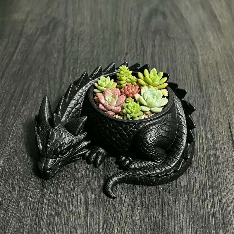 3D Printed Dragon Shaped Plant Pot Plastic Funny Flower Container Handmade Growing Pots Jewelry Storage Tray For Home Decoration