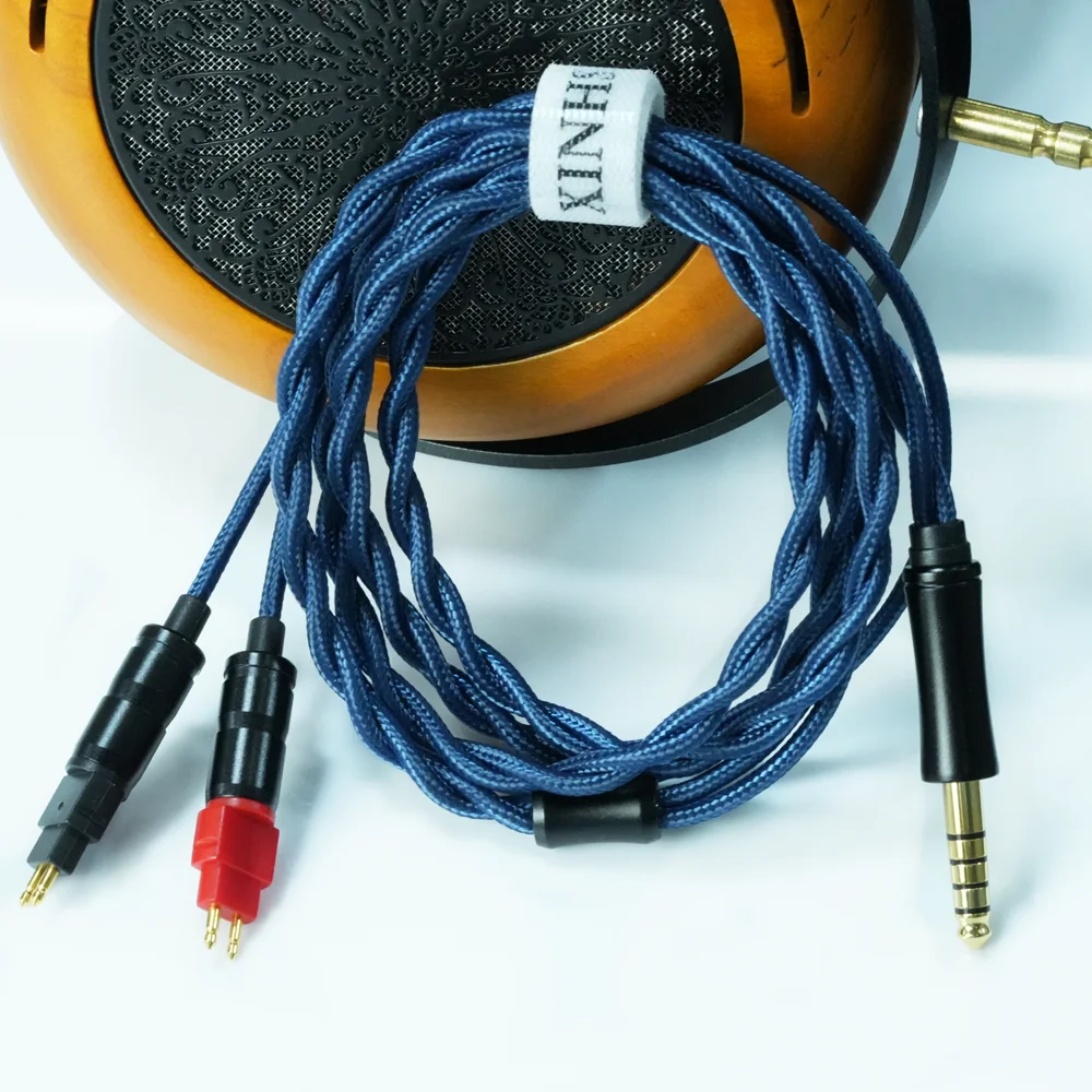 XINHS X18 2-adriges, versilbertes Einzelkristall-Kupfer-Kabel für Kopfhörer mit Koaxial-HD650/1-zu-2-Buchsen, Dual-3,5-mm/4,4-mm-Balancenkabel – Detail 2