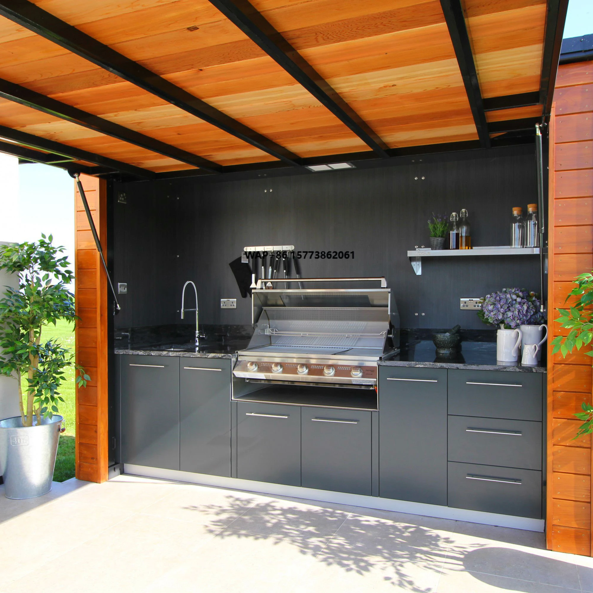 Modern Outdoor Kitchen Customized Stainless Steel Outdoor Barbecue Grill Kitchen