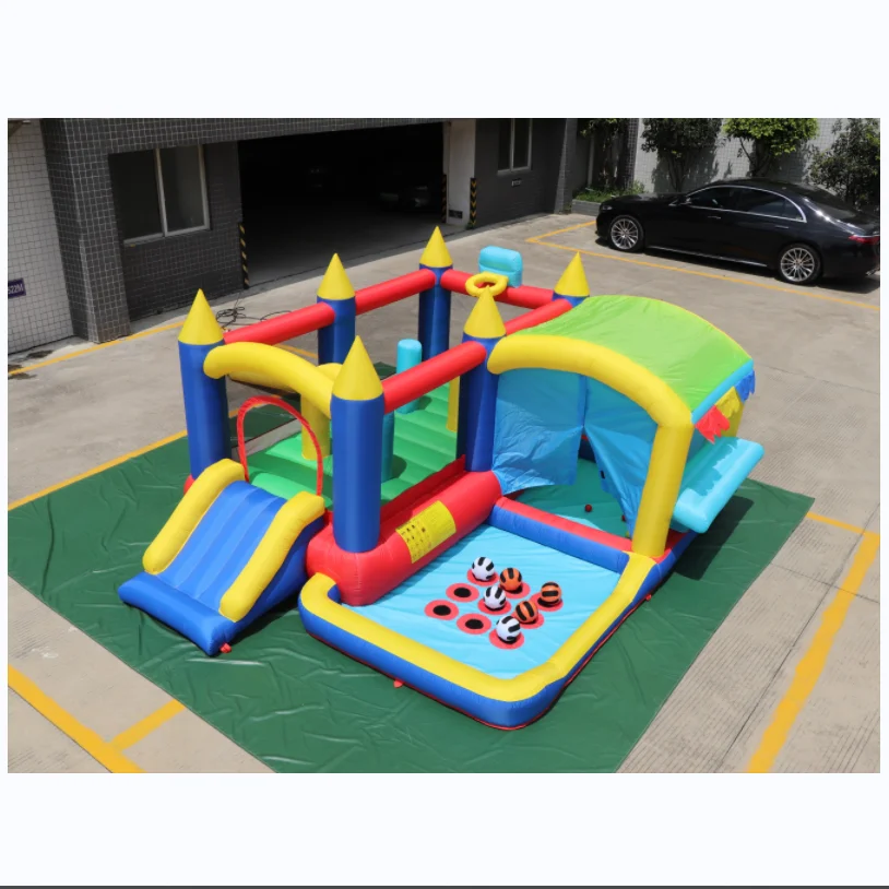 

Надувной дом для прыжков, надувной шезлонг с воздуходувкой, прыгающий замок с горкой, надувной замок для семейного заднего двора, прочный