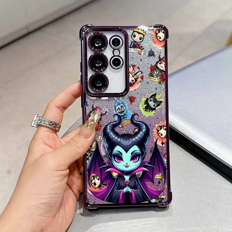 Disney Maleficent For Samsung S26 S25 Edge S24 S23 S22 S21 S20 Ultra Plus Lite Cover Funda Silicone Plating Anti-Fall Phone Case